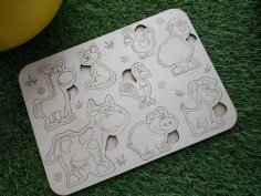 لعبة لوح حيوانات مقطوعة بالليزر للاطفال