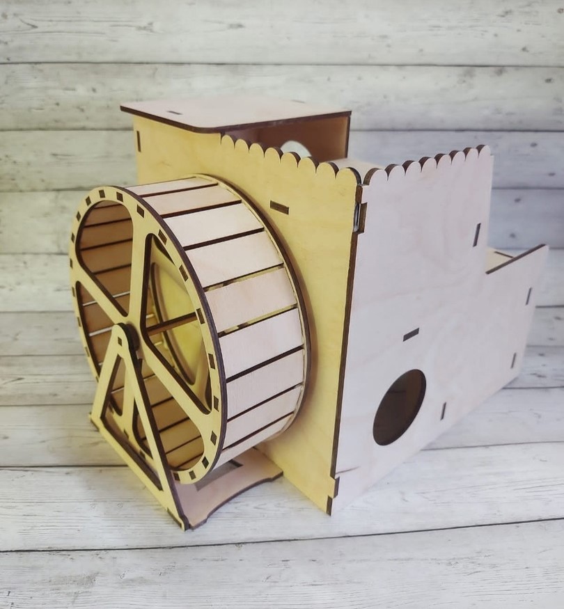 Laser Cut Hamster House With Wheel Free Vector