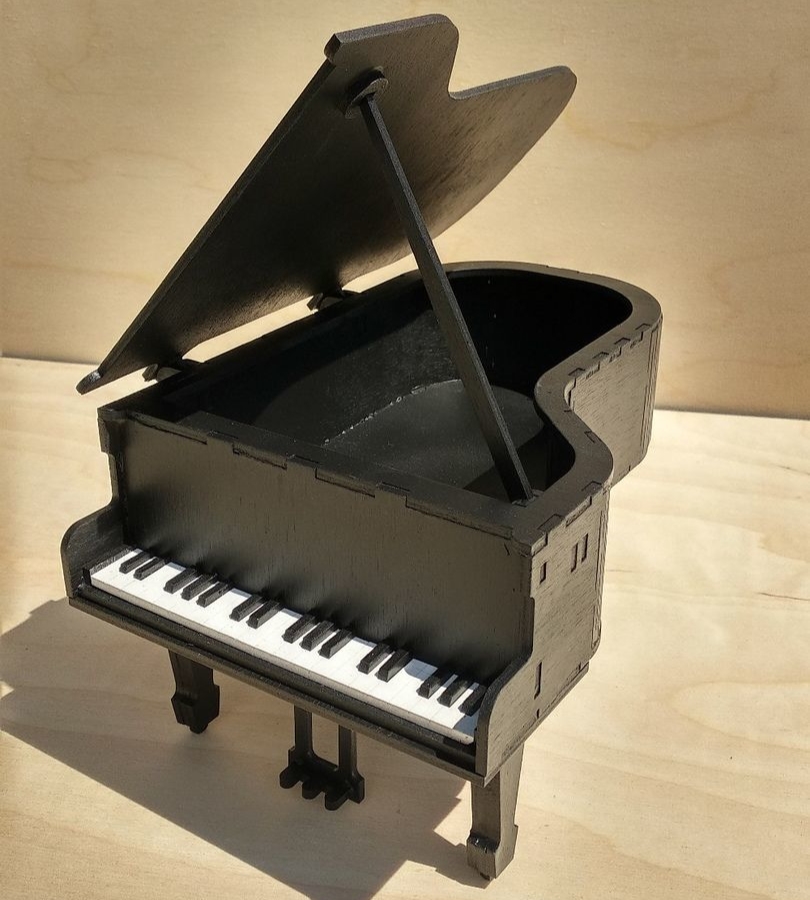 Scatola regalo per amante della musica con scatola per pianoforte tagliata al laser