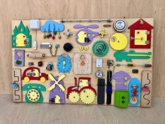 Laser Cut Busy Board For Kids Activity Board For Toddlers Free Vector