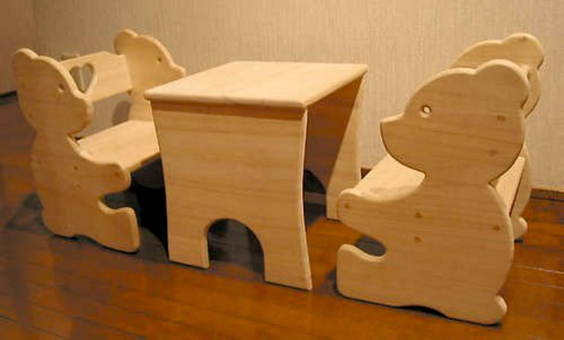 Juego de silla y mesa de oso para niños Planes de enrutador CNC de corte por láser