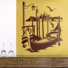 Laser Cut Gondola In Venice Wall Sticker Free Vector