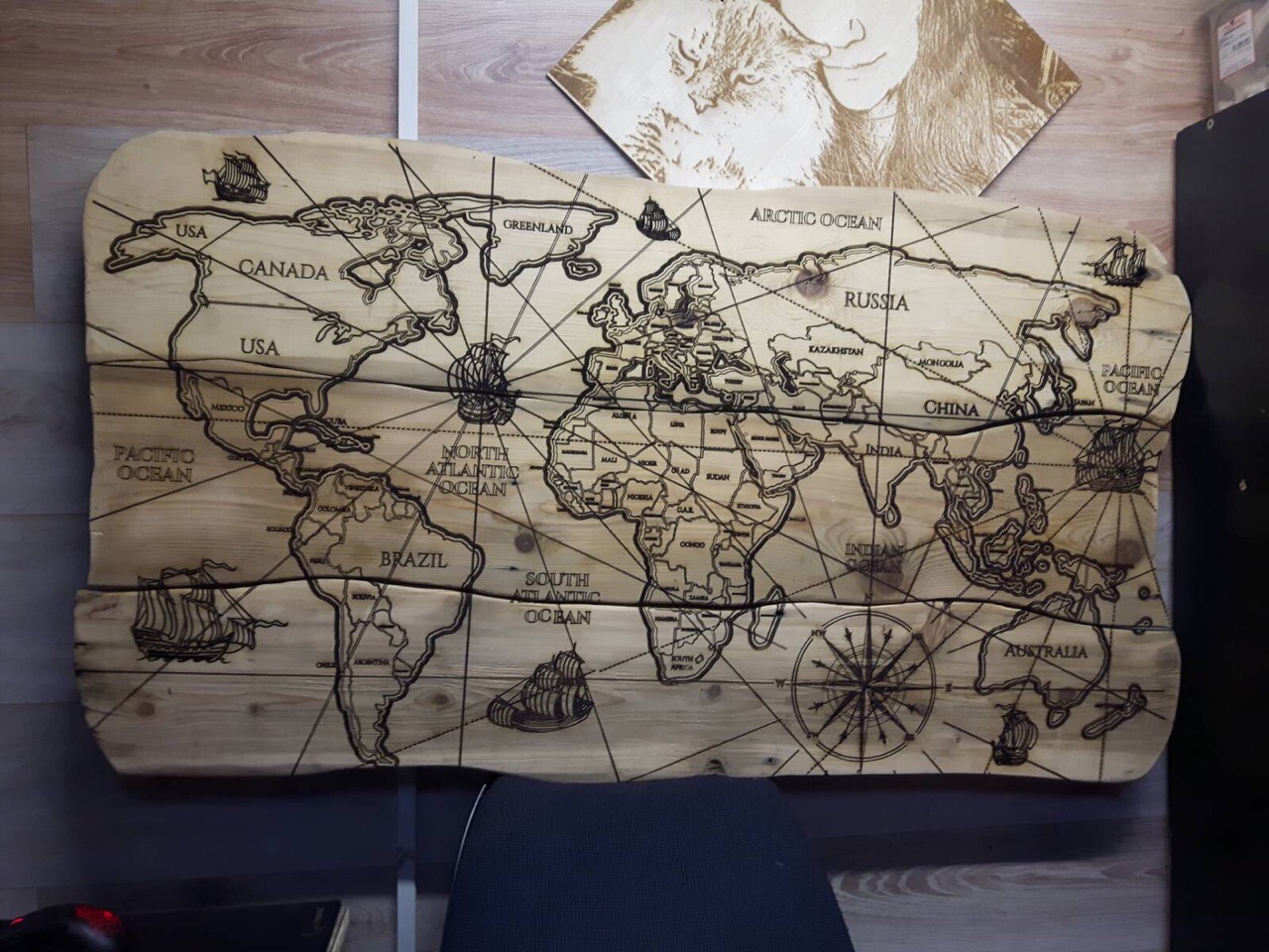 Laser Engraved World Map Free Vector