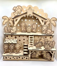 Laser Cut Nativity Scene Christmas Gift DXF File