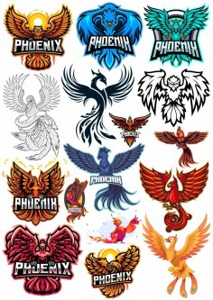 Phoenix Stickers Free Vector