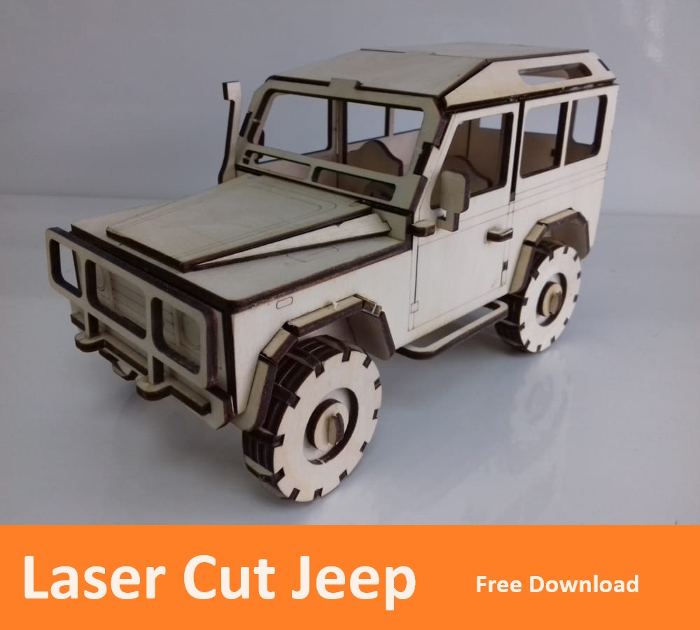 Laser Cut Jeep Wooden Model Dxf File Free Download - 3axis.co