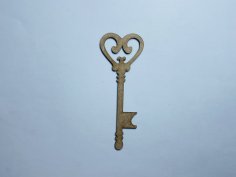 Laser Cut Heart Key Unfinished Wood Cutout Shape Free Vector