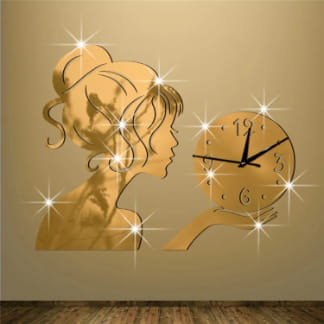Laser Cut Fashion Girl Wall Clock Free Vector