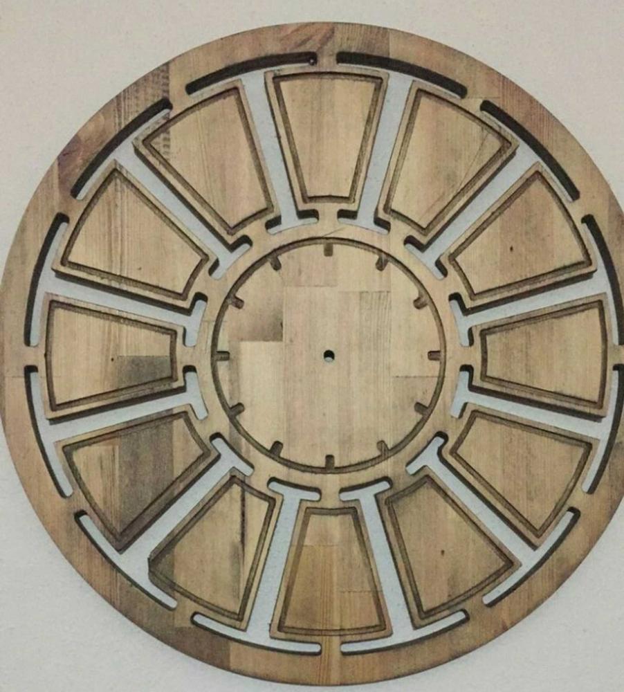قالب ساعة دائرية خشبية مقطوعة بالليزر