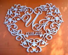 Laser Cut Wedding Heart Shape Frame Tempalte Free Vector