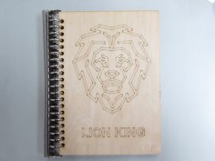 Cubierta de cuaderno de madera cortada con láser