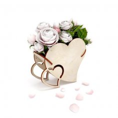 Plantilla de cesta de flores en forma de corazón cortada con láser