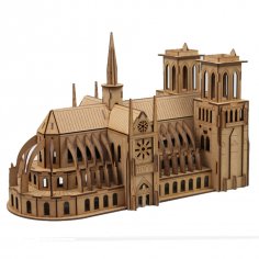 Lazer Kesim Notre Dame Katedrali 3D Yapboz