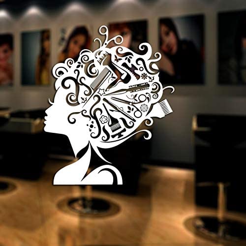 Etiqueta engomada del salón de belleza de las señoras del grabado del laser Póster de la muchacha de la barbería