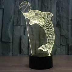 Lazer Kesim Yunus 3D Nightlight LED Deco Lamba