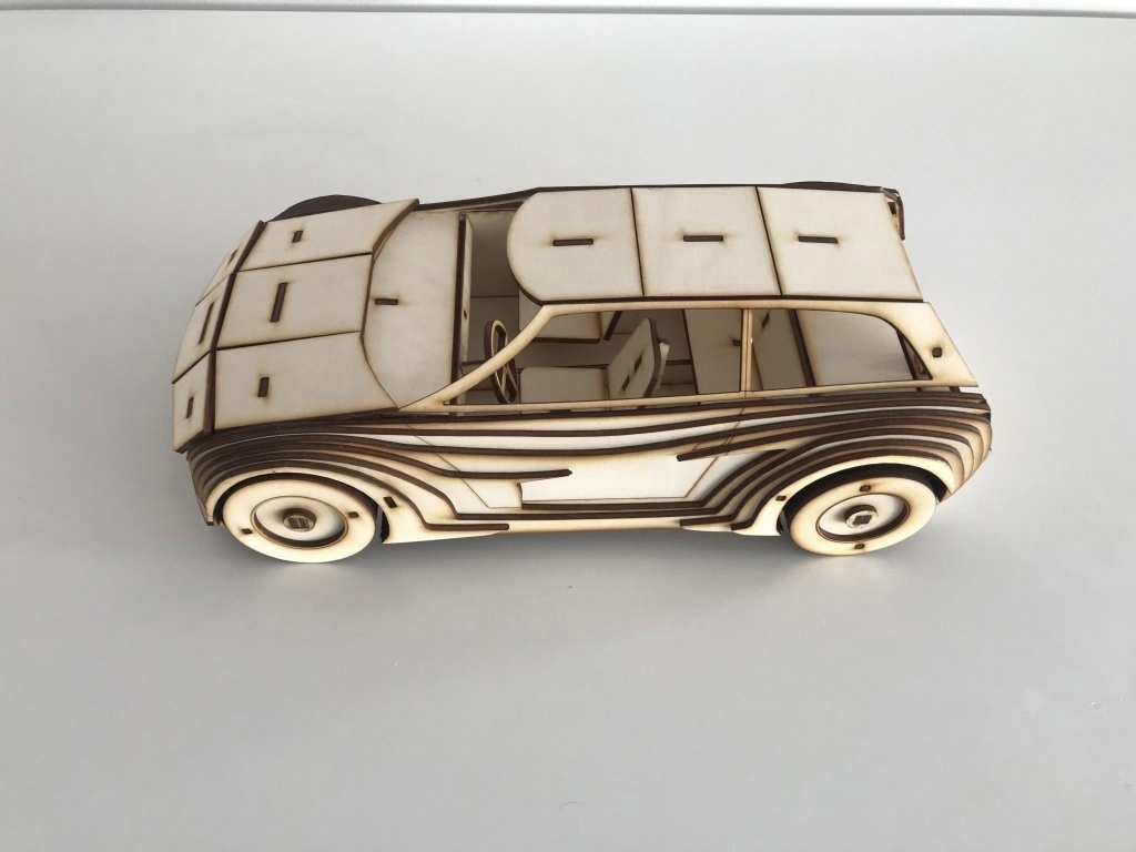 Laser Cut Volkswagen Golf Wooden Toy Car Free Vector