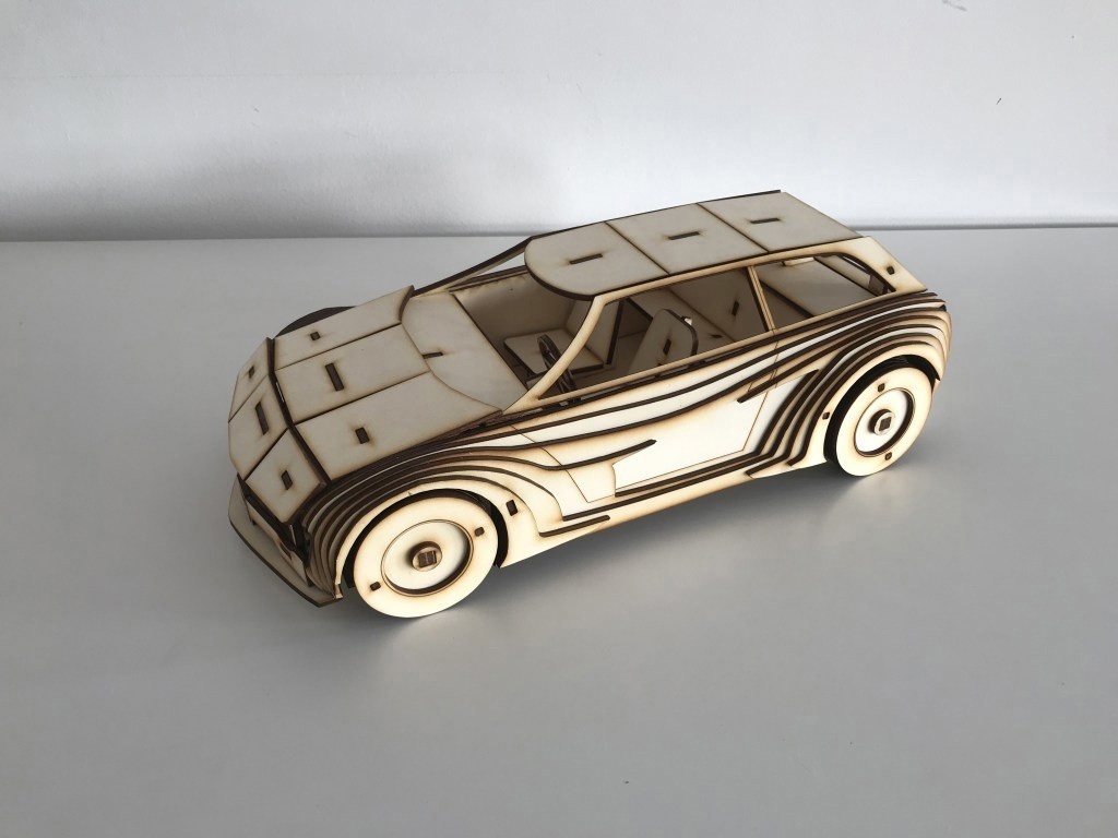 Laser Cut Volkswagen Golf Wooden Toy Car Free Vector