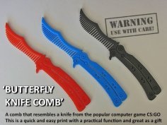 Butterfly Knife Comb 3D Printer Model