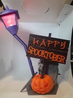 Spooktober Sign With LED Light 3D Printer Model