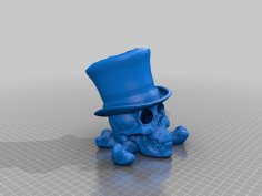 Top-Hat Skull Pen Cup 3D Printer Model