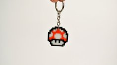 8bit Mario Mushroom Keychain 3D Printer Model