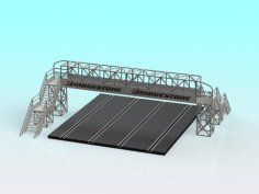 1:32 Slot Car 4-Lane Footbridge 3D Printer Model