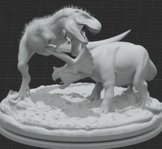 Trex And Triceratops Fighting 3D Printer Model