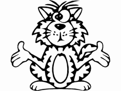 Cat Cross Eyed dxf File