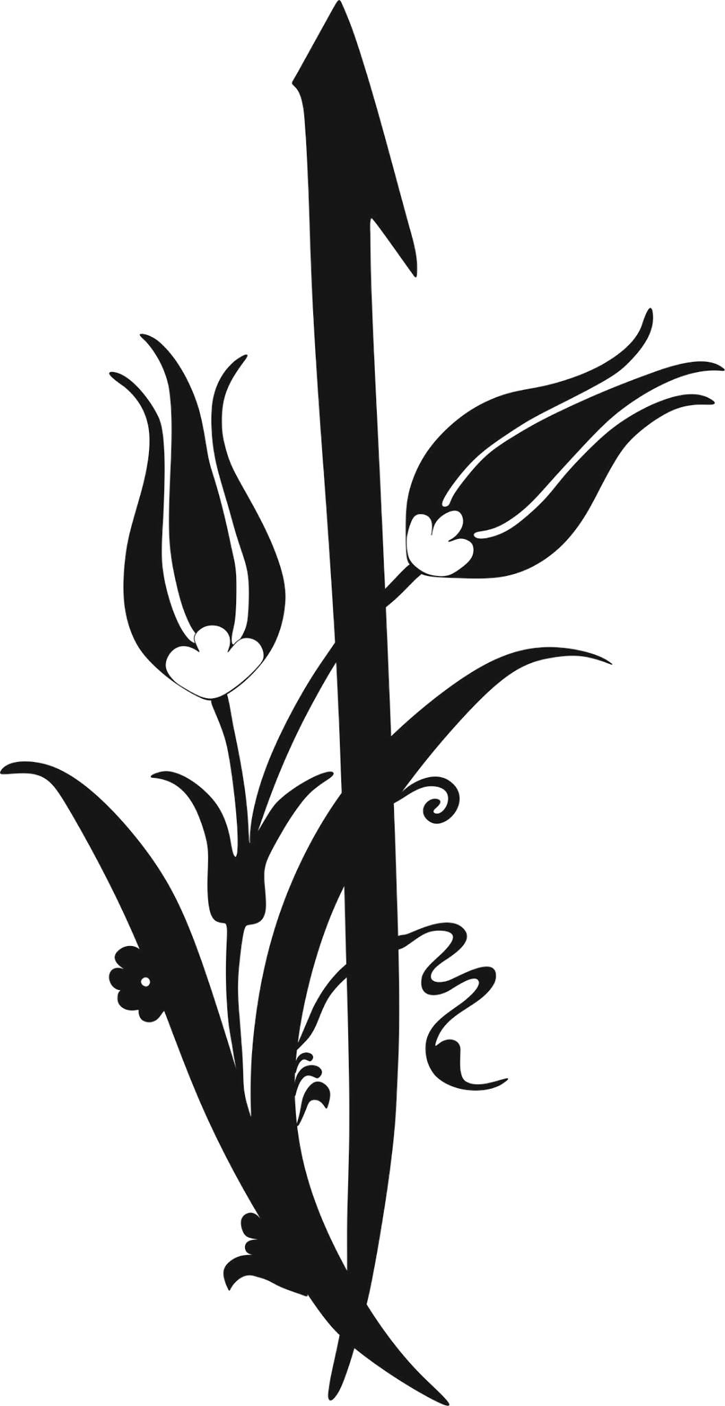 Siyah Beyaz Çiçek Clipart Vektör jpg Görüntü