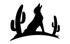 ذئب مع ملف dxf صورة ظلية الصبار