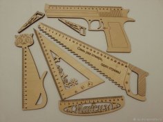 Laser Cut Wooden Engraved Rulers Set