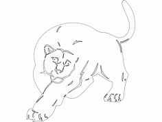 동물 마스코트 큰 고양이 dxf 파일