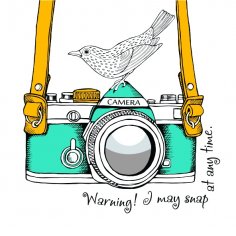 Abstract Camera Bird Art Vector Free Vector