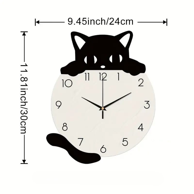 Laser Cut Modern Cute Cat Wall Clock