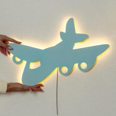 Laser Cut Airplane Night Light Nursery Kids Room Wall Lamp
