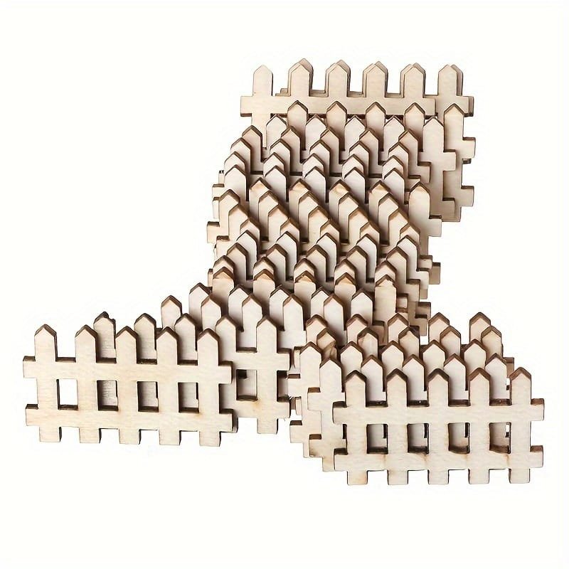 Laser Cut Wooden Fence Shapes for DIY Crafts Miniature Decor Unfinished Wood Cutouts for Painting