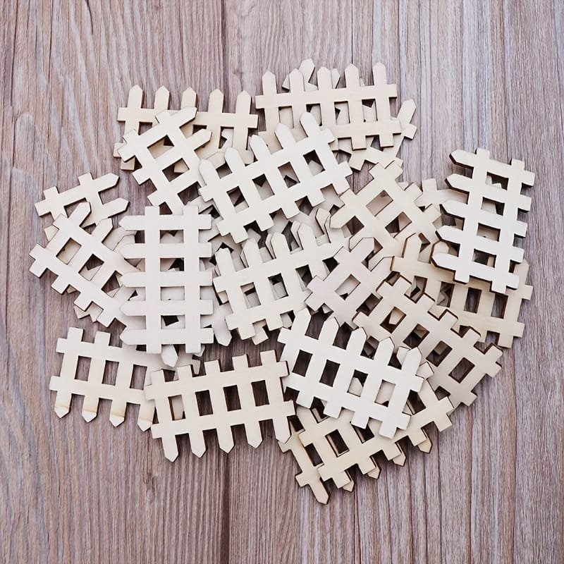 Laser Cut Wooden Fence Shapes for DIY Crafts Miniature Decor Unfinished Wood Cutouts for Painting