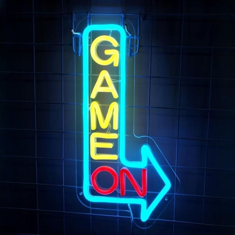 Laser Cut Game On Right Arrow Neon Sign Led Light Game Room Decor