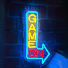 Laser Cut Game On Right Arrow Neon Sign Led Light Game Room Decor