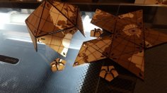 Laser Cut Dymaxion Globe – Tabbed Wooden Vertices – Semi Parametric