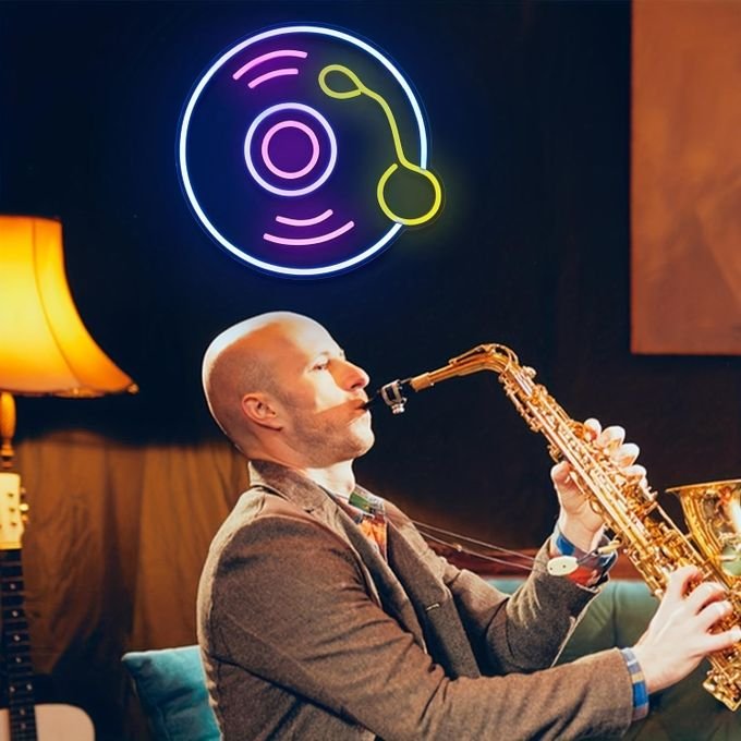 Laser Cut Music Neon Sign Vintage Record Player Neon Sign