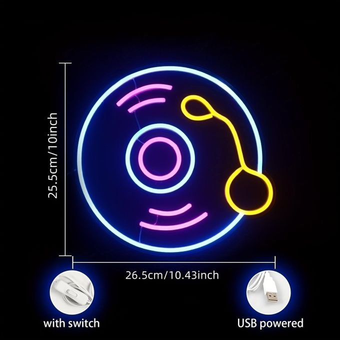 Laser Cut Music Neon Sign Vintage Record Player Neon Sign