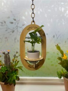 Laser Cut Wooden Hanging Planter
