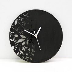 Laser Cut Wall Clock Modern Floral Design