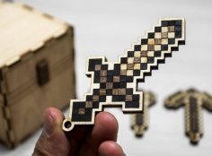 Laser Cut Minecraft Keychain Plywood