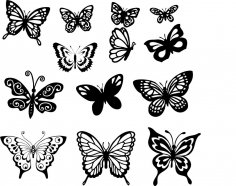 Conjunto de arte vectorial de mariposa