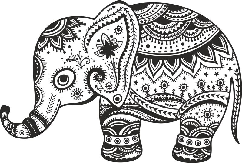 रेट्रो फ्लोरल हाथी