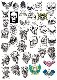 Skull tattoo Vector Free Vector