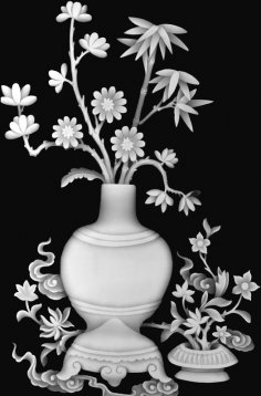 Bamboo Vase Grayscale