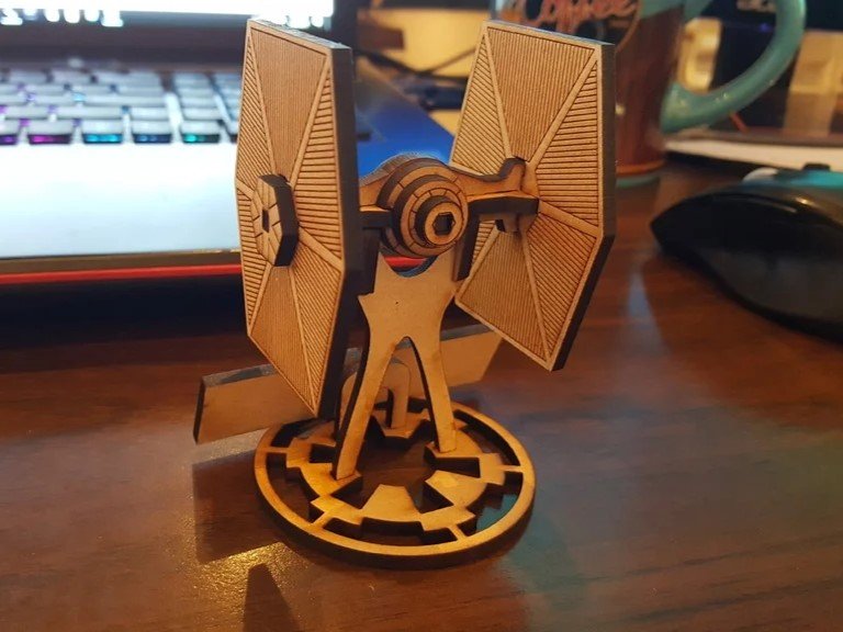 Laser Cut TIE Fighter With Stand Free Vector